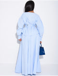 Ensemble jupe longue bouffante en coton et chemise cintrée