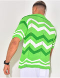 Chemise côtelée à rayures en zig zag