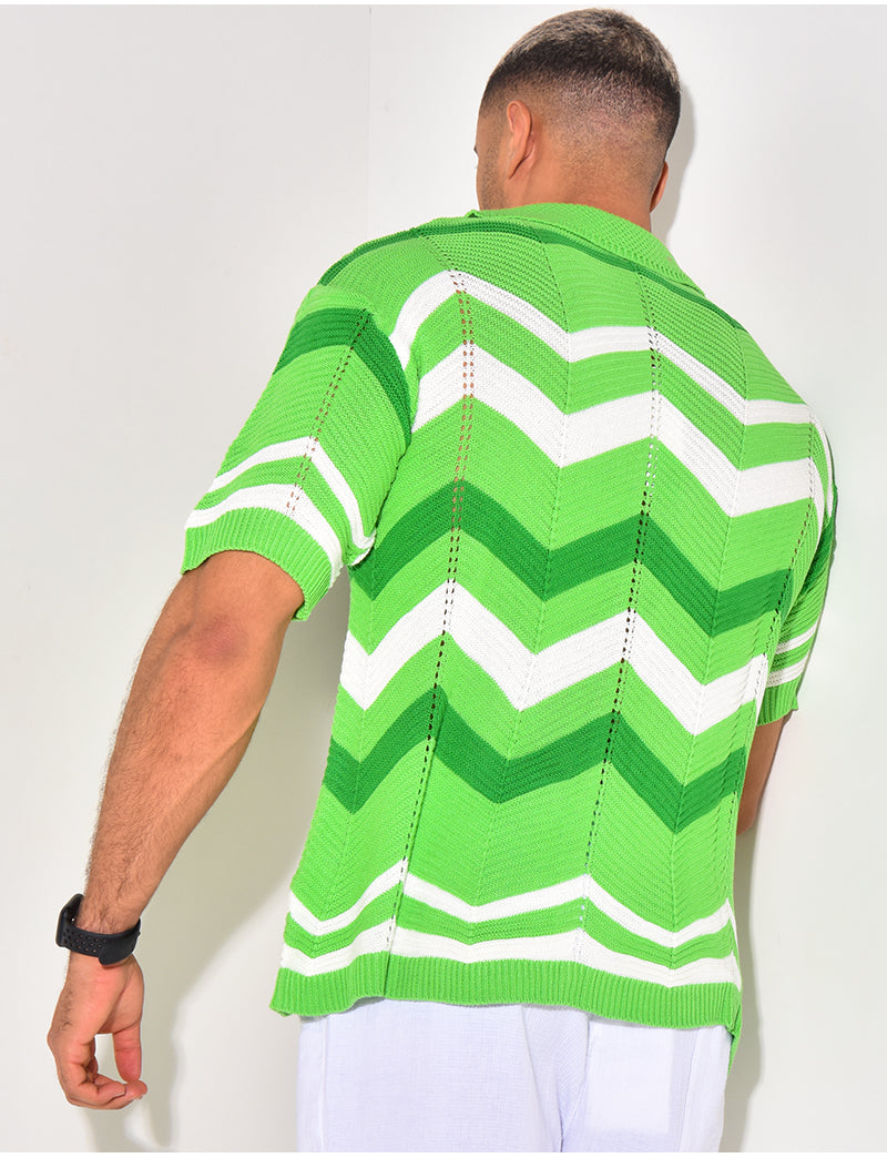Chemise côtelée à rayures en zig zag
