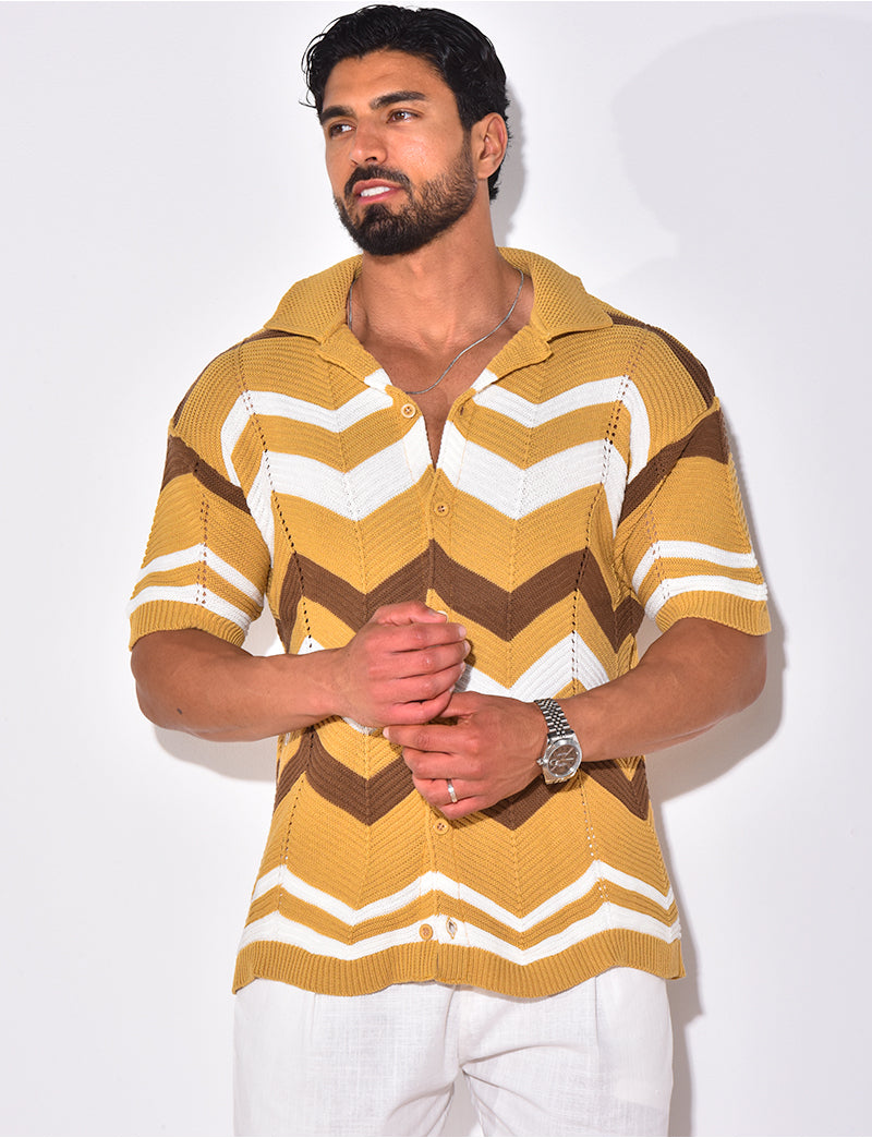 Chemise côtelée à rayures en zig zag