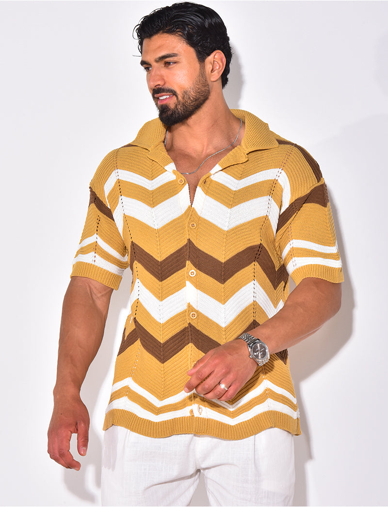 Chemise côtelée à rayures en zig zag