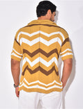 Chemise côtelée à rayures en zig zag