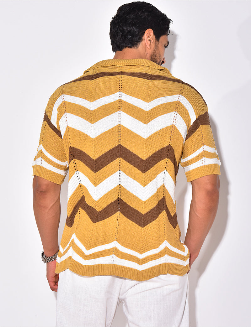 Chemise côtelée à rayures en zig zag