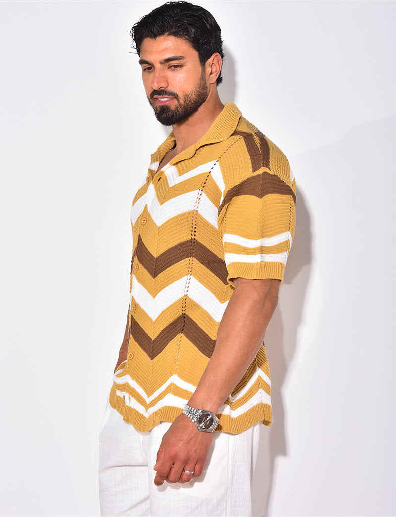 Chemise côtelée à rayures en zig zag