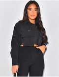 Chemise courte à poches cargo & strass
