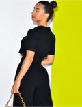 Blouse courte en lin à boutons