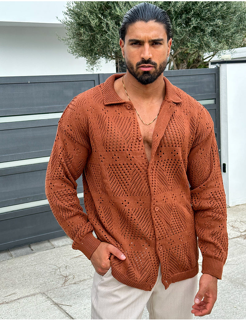Chemise en laine ajourée