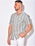 Chemise en lin à manches courtes avec rayures