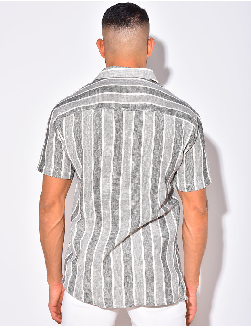 Chemise en lin à manches courtes avec rayures