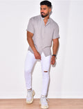 Chemise fine manche courtes à petit col