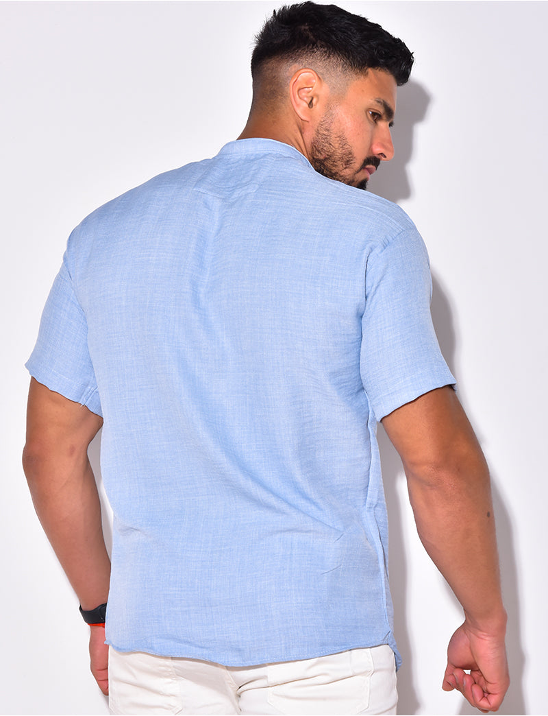 Chemise fine manche courtes à petit col
