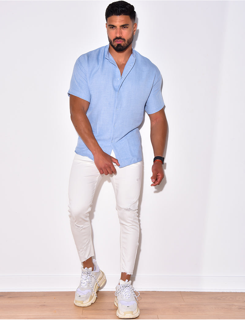 Chemise fine manche courtes à petit col