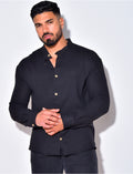 Chemise fine manche longues à petit col