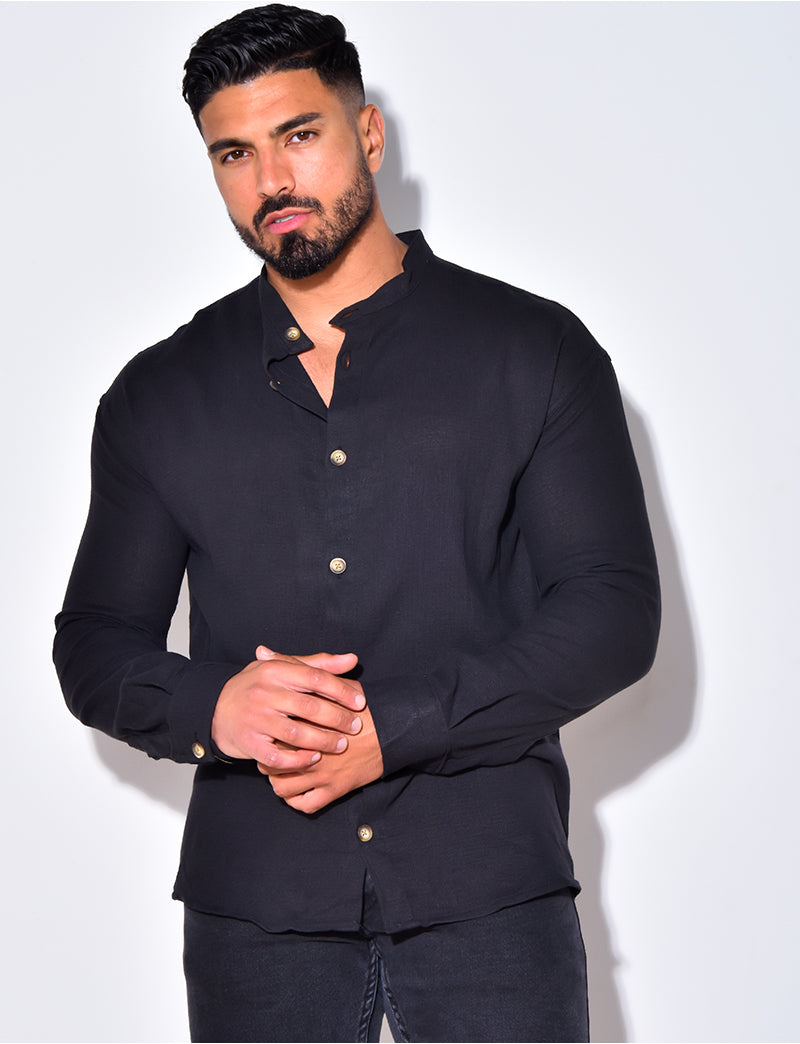 Chemise fine manche longues à petit col