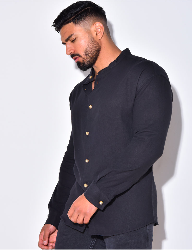 Chemise fine manche longues à petit col