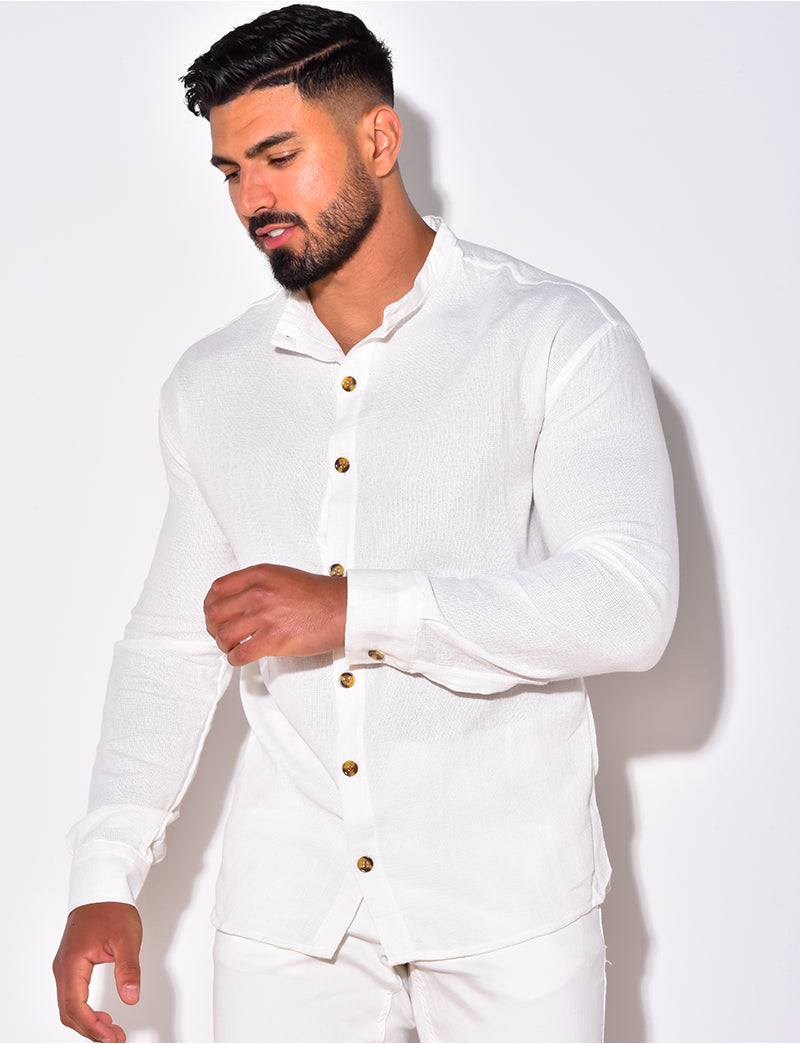 Chemise fine manche longues à petit col