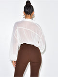Chemise en voile transparent à nouer aux manches