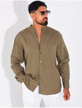 Chemise Homme en lin à col rond