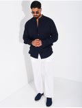 Chemise Homme en lin à col rond