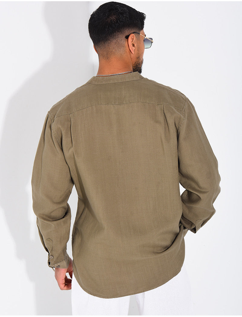 Chemise Homme en lin à col rond
