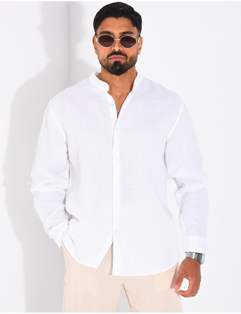 Chemise Homme en lin à col rond