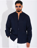 Chemise Homme en lin à col rond