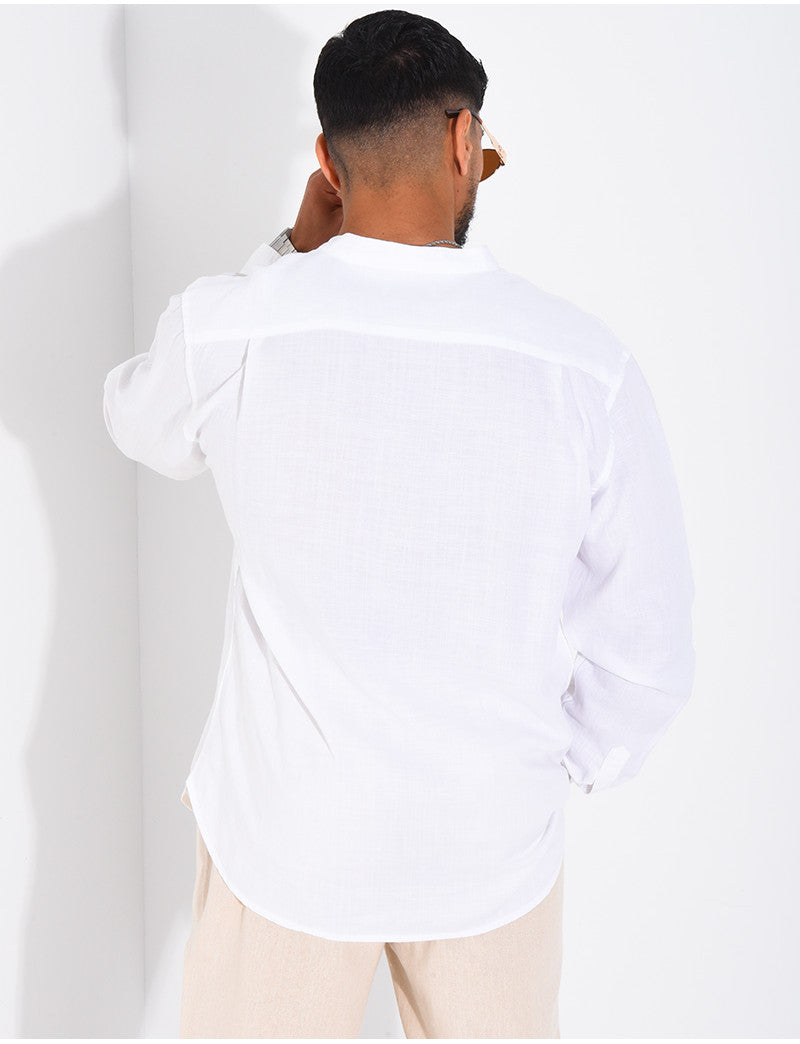 Chemise Homme en lin à col rond
