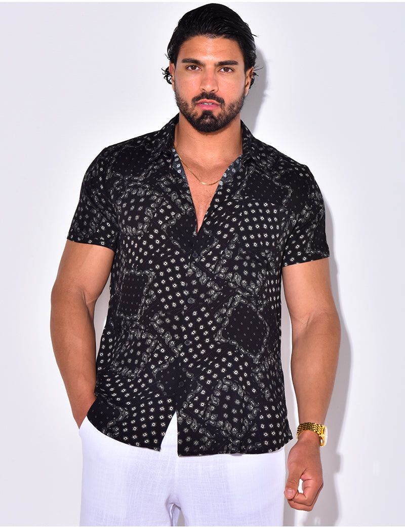 Chemise manche courte à motif bandana avec poche