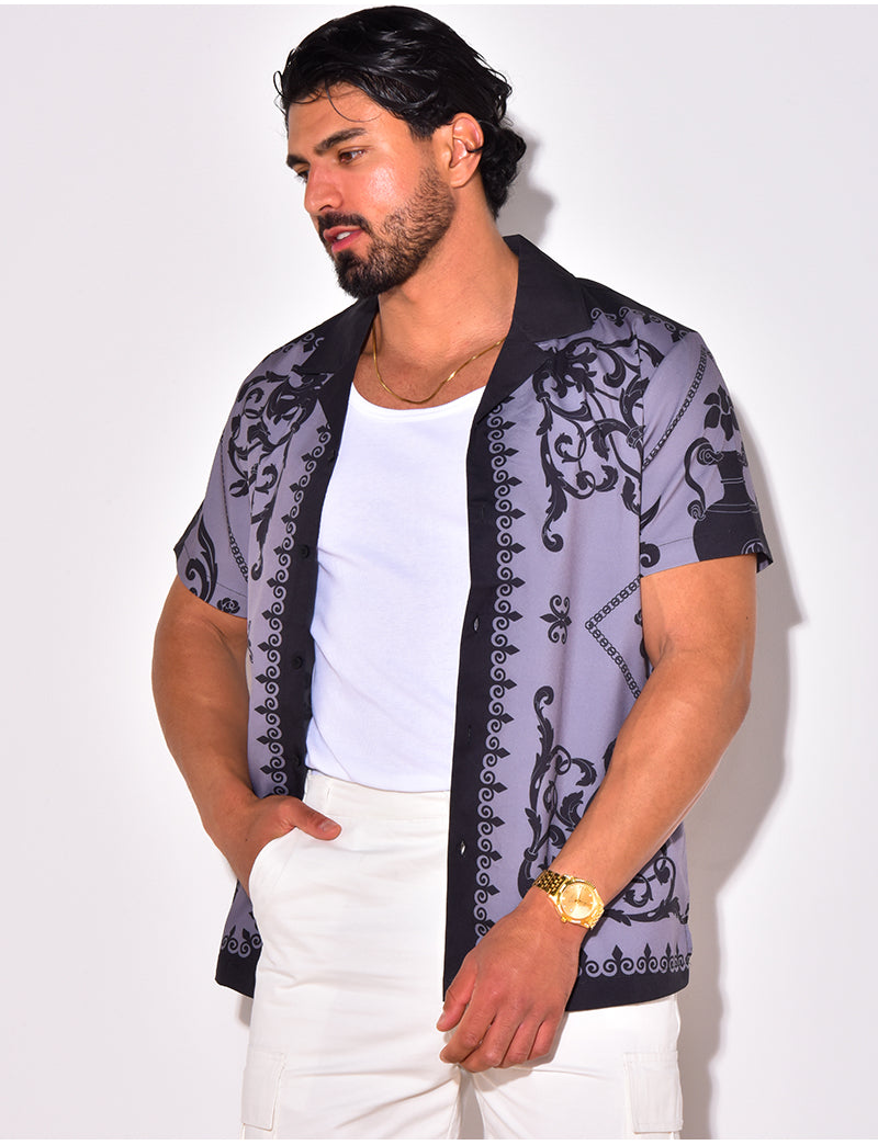 Chemise manches courtes à motifs baroque