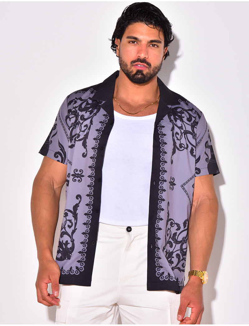 Chemise manches courtes à motifs baroque