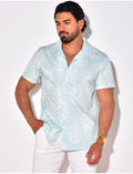 Chemise manches courtes à motifs feuilles