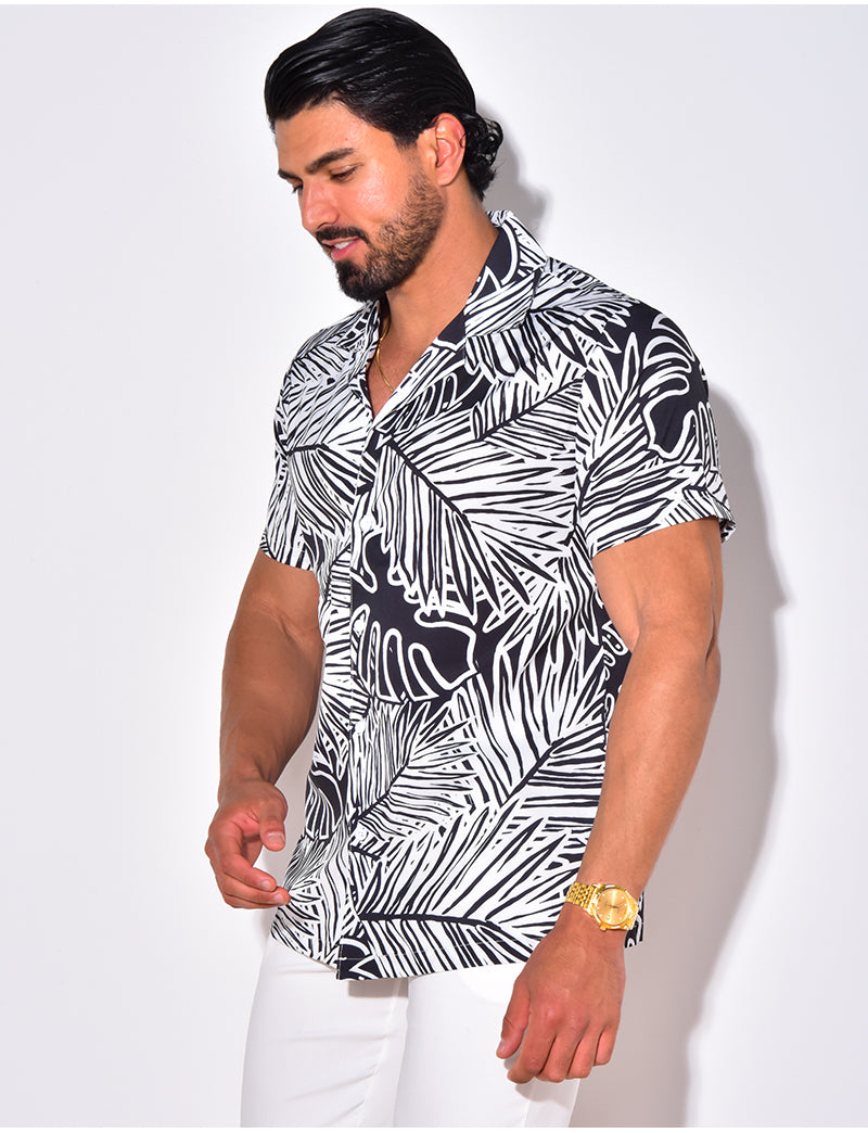 Chemise manches courtes à motifs feuilles