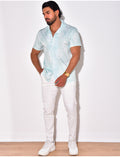 Chemise manches courtes à motifs feuilles