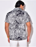 Chemise manches courtes à motifs feuilles