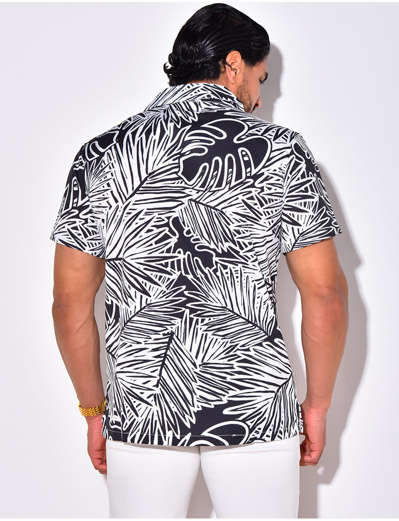 Chemise manches courtes à motifs feuilles