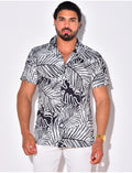 Chemise manches courtes à motifs feuilles