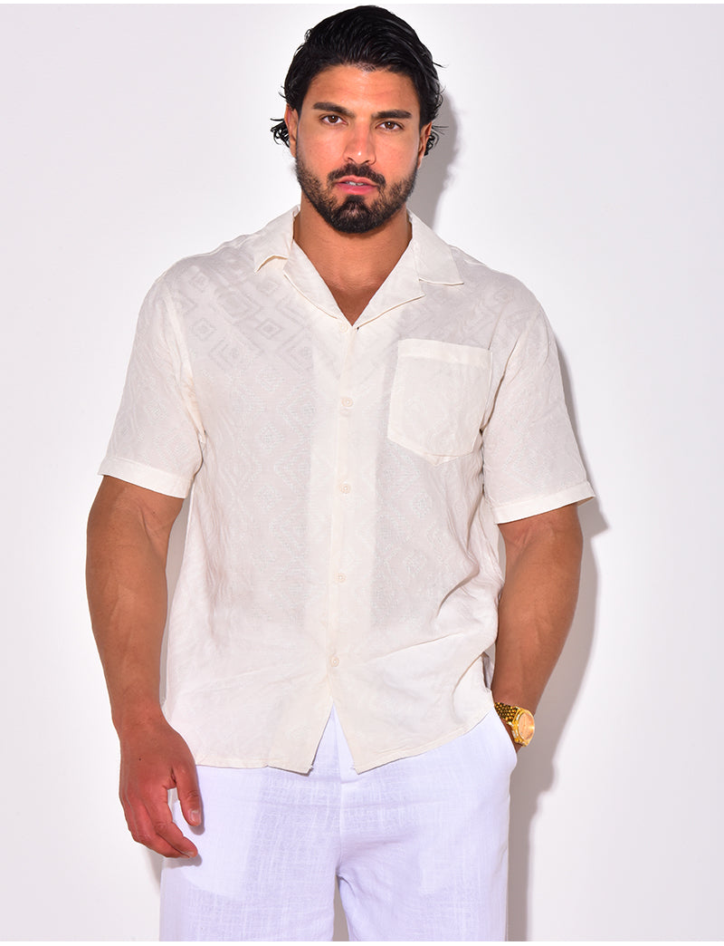 Chemise manches courtes à motifs losanges