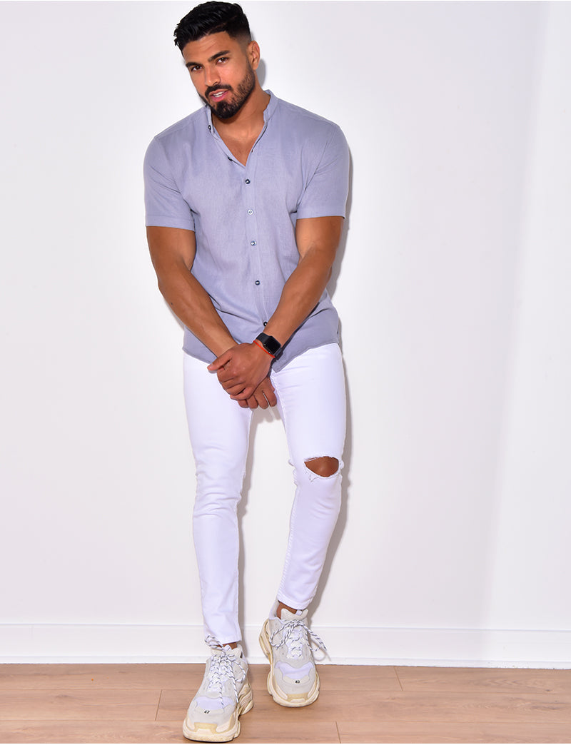 Chemise manches courtes à petit col