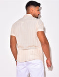 Chemise manches courtes à rayures et poche