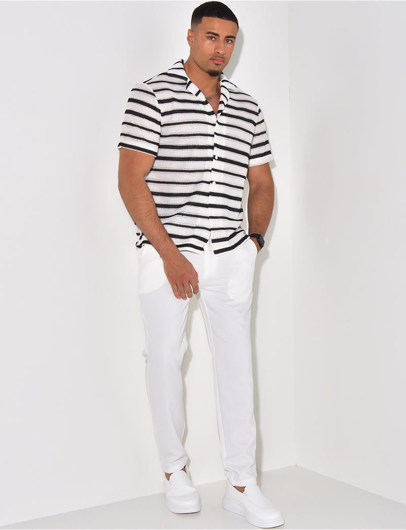 Chemise ajourée à rayures
