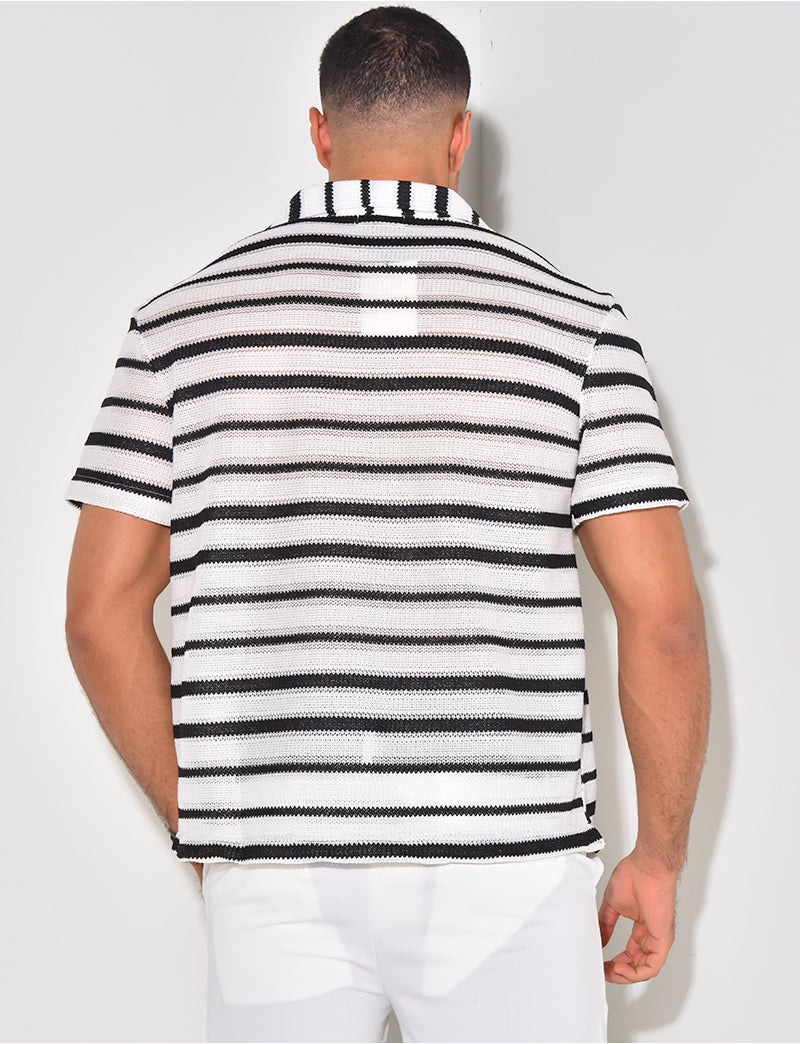 Chemise ajourée à rayures