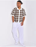 Chemise manches courtes ajourées à motifs