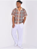 Chemise manches courtes ajourées à motifs