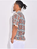 Chemise manches courtes ajourées à motifs