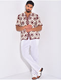 Chemise manches courtes ajourées à motifs