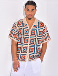 Chemise manches courtes ajourées à motifs