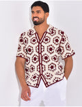 Chemise manches courtes ajourées à motifs