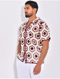 Chemise manches courtes ajourées à motifs