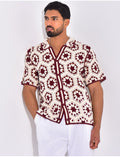 Chemise manches courtes ajourées à motifs
