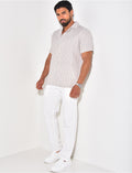 Chemise manches courtes en lin à rayures